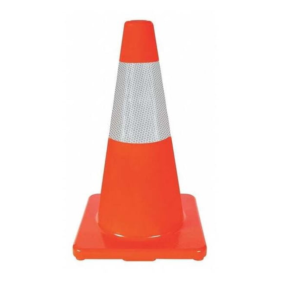 Traffic Cone, PVC, High-Intensity Prismatic, 18 in Height, 3 lb, Orange