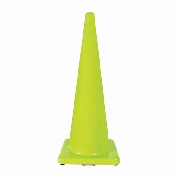 Traffic Cone, PVC, Non-Reflective, 36 in Height, 10 lb, Lime 6FHA5