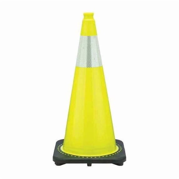 Traffic Cone, PVC, High-Intensity Prismatic, 28 in Height, 7 lb, Lime