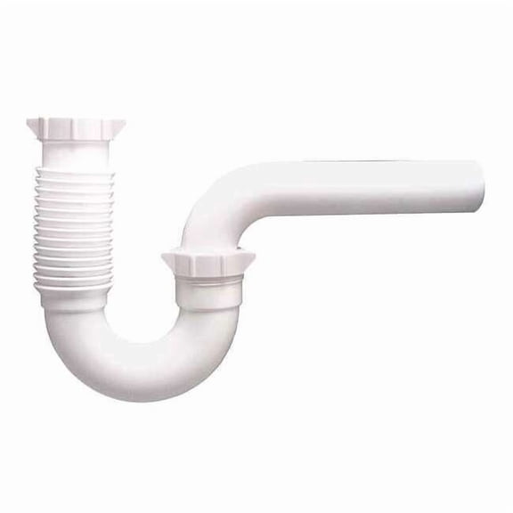 1-1/2 Dia, Polypropylene, White/Plastic, Lavatory/Kitchen Flexible, P-Trap 1PPC5