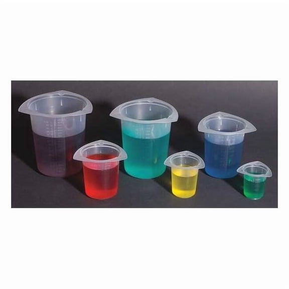 Tri-Pour Beaker, Polypropylene, Low Form, 1 L / 32 fl oz Capacity, Not Rated 100 PK