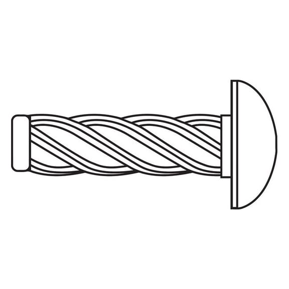 U-Drive Screw, Round, Zinc Plated Steel, 9/64 in Head Ht, 1 in Lg, 500 PK