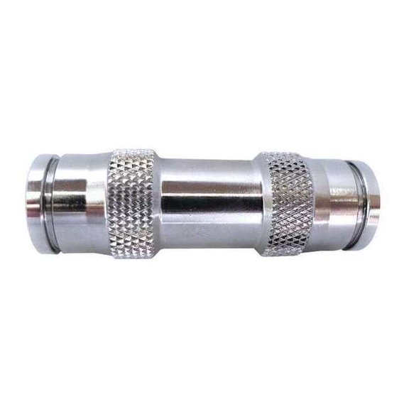Push-Fit Union Fitting, 3/8 in Tube Size, Brass, Silver