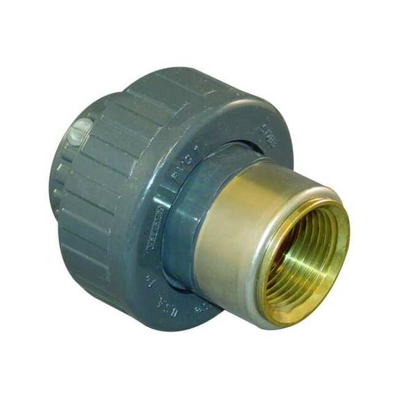 PVC, Brass Union, FNPT x Socket, 1-1/2 in Pipe Size