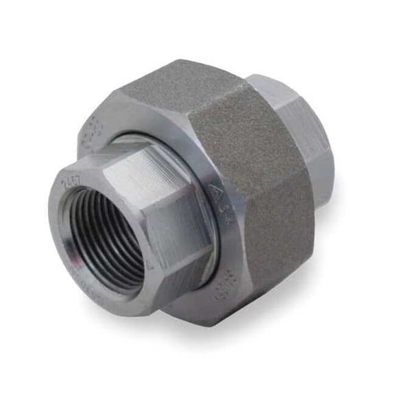 Union Union, 1-1/4" Pipe, FNPT, Black Forged Steel, Class 3000