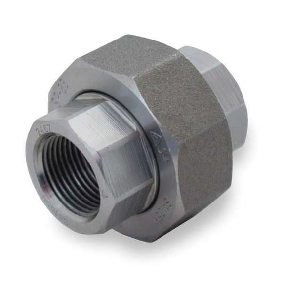 Union Union, 3/4" Pipe, FNPT, Black Forged Steel, Class 3000