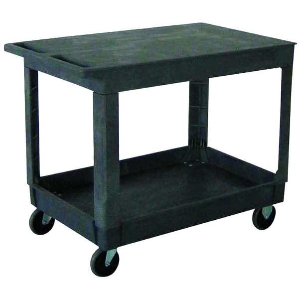 Gray Polypropylene 2-Shelf Utility Cart with Ergonomic Handle