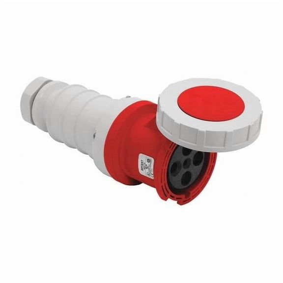 Watertight Pin & Sleeve Connector, 60 A, 480V AC, Three Phase, 3 Pole, IEC Grounding, Red