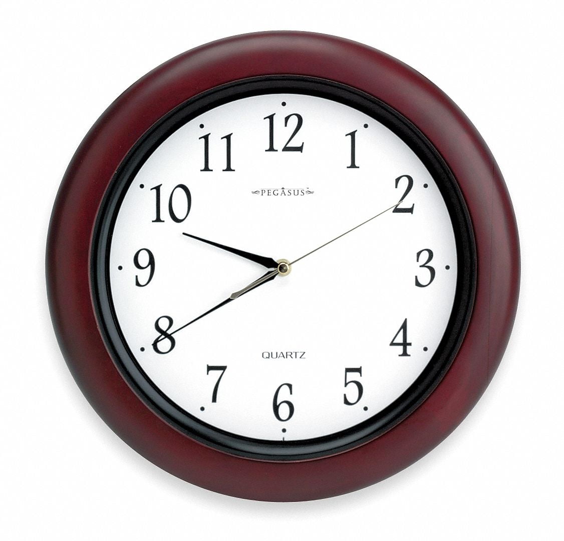 Burgundy Wood 14" Round Analog Wall Clock