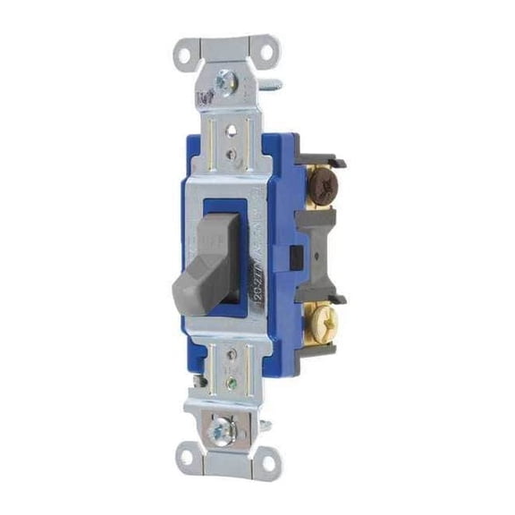 Bryant Wall Switch,15A,Gray,3-Way Type,Toggle 4803BGRY