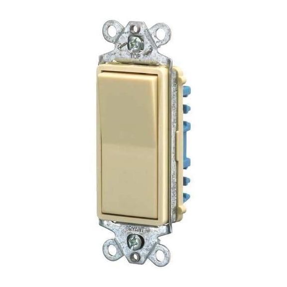 Bryant Wall Switch,15A,Ivory,3-Way Type,Rocker 9803I