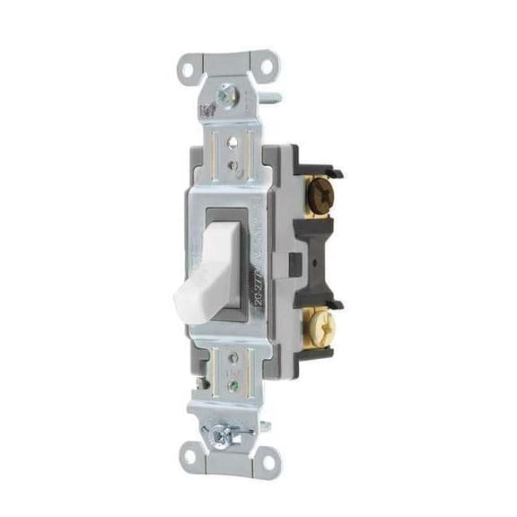 Bryant Wall Switch, 15A, White, Toggle, 1 to 2 HP CSB315BW