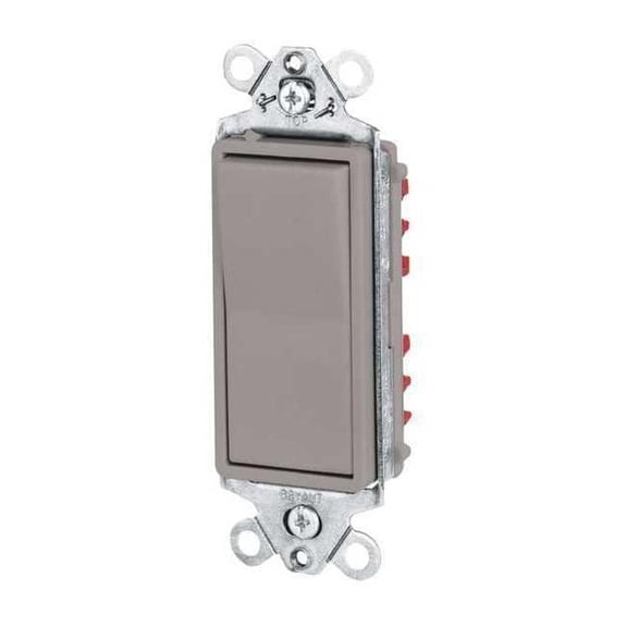 Bryant Wall Switch,20A,Gray,3-Way Type,Rocker 9903GRY
