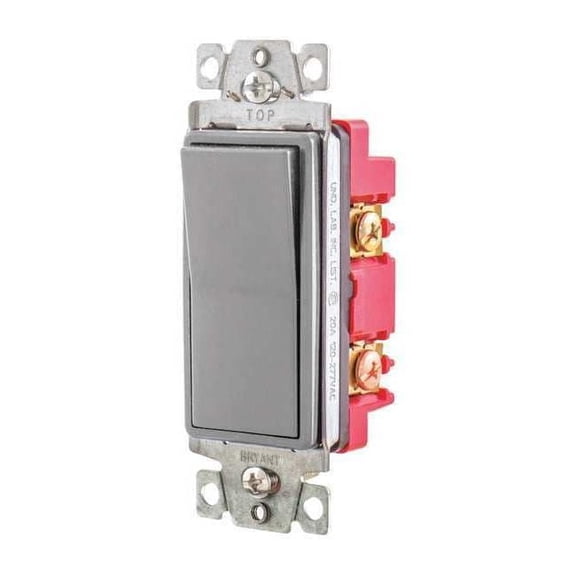 Bryant Wall Switch,20A,Gray,4-Way Type,Rocker 9904GRY