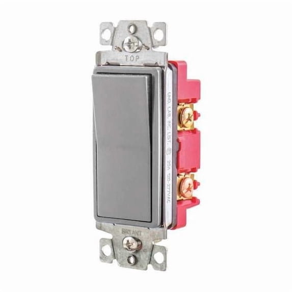 Bryant Wall Switch,20A,Gray,4-Way Type,Rocker 9904GRY