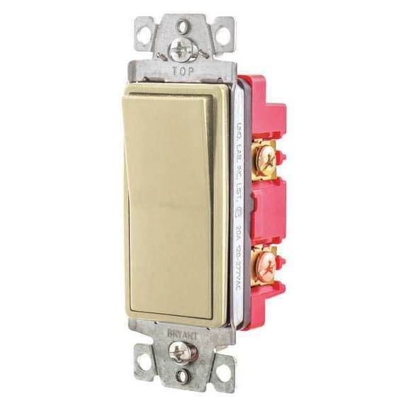 Bryant Wall Switch,20A,Ivory,4-Way Type,Rocker 9904I