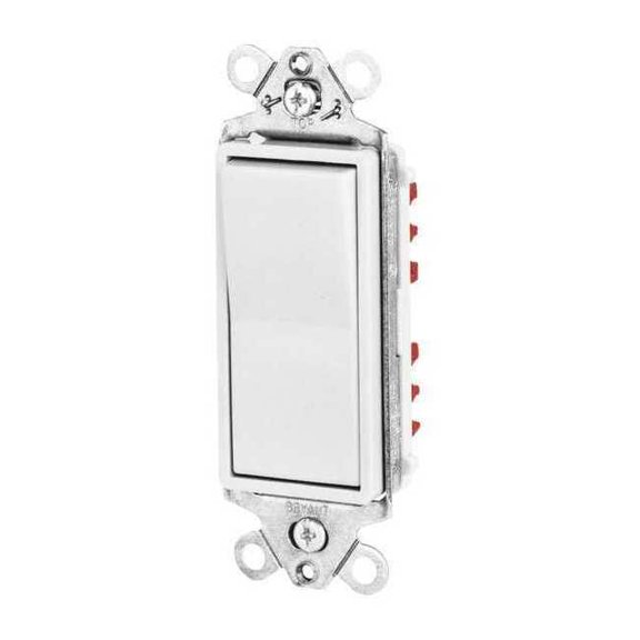 Bryant Wall Switch,20A,White,1-Pole Type,Rocker 9901W