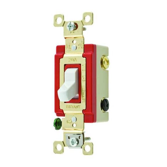 Wall Switch, 2 hp, Toggle, 20 A, White 4904BW