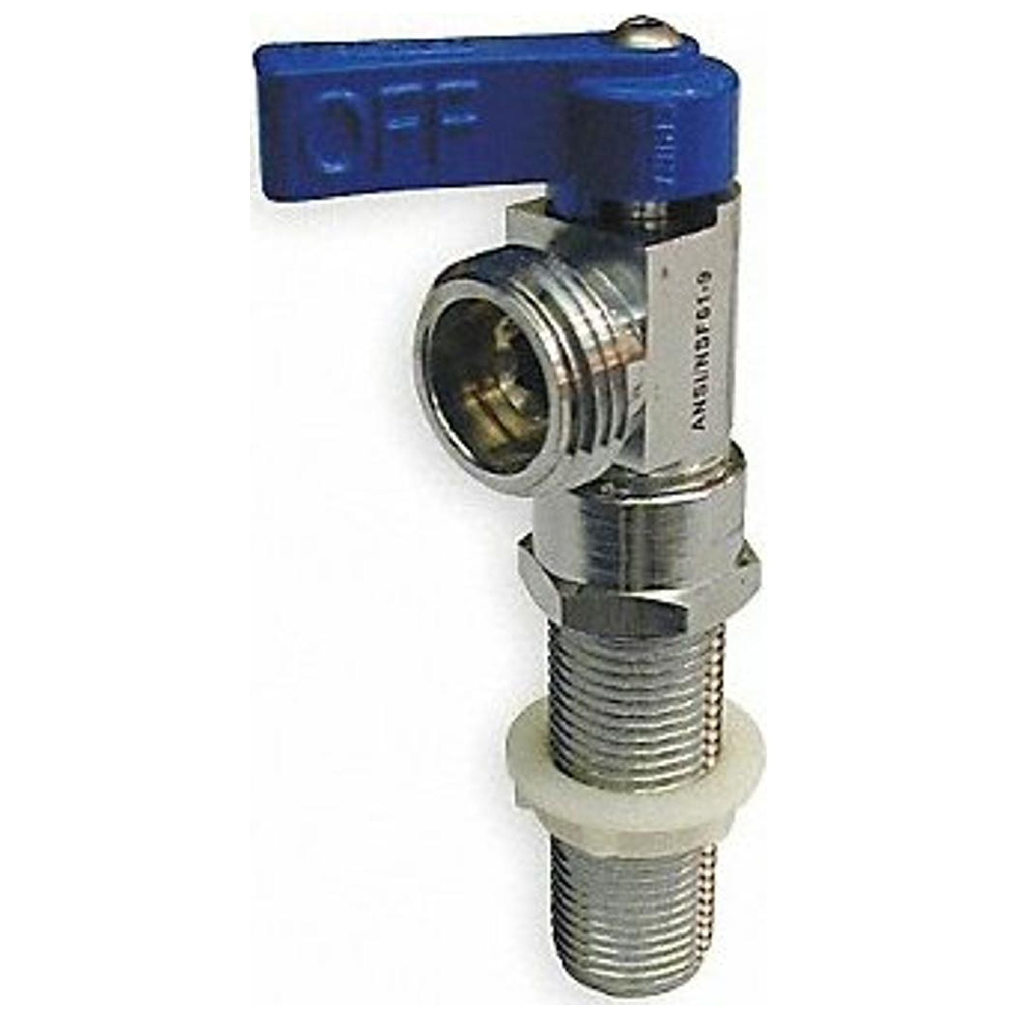 Chrome-Plated Brass Washing Machine Valve with Blue Aluminum Handle