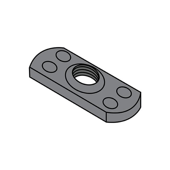 Tab Weld Nut, 1/4"-20, Steel, 0.52 in Wd, 0.827 in Lg, 0.098 in Ht, 1000 PK