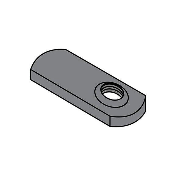 Tab Weld Nut, #10-24, Steel, 0.453 in Wd, 0.64 in Lg, 0.098 in Ht, 1000 PK