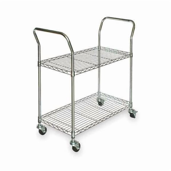 Manufacturer Varies Wire Cart, 2 Shelf,Chrome,53x24x39 In. 3TPA2