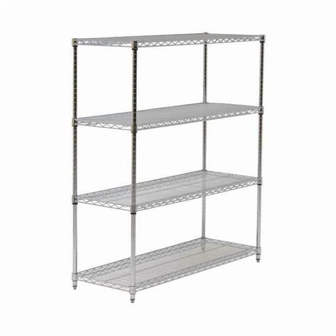 Wire Shelving Unit, 18"D x 48"W x 54"H, 4 Shelves, Chrome 45VX54