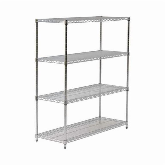 Wire Shelving Unit, 18"D x 42"W x 74"H, 4 Shelves, Chrome 45VX74