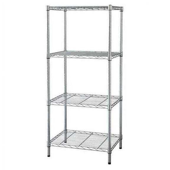 Wire Shelving Unit, 18"D x 48"W x 74"H, 4 Shelves, Chrome