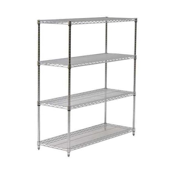 Wire Shelving Unit, 24"D x 36"W x 54"H, 4 Shelves, Chrome