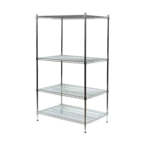 Wire Shelving Unit, 24"D x 24"W x 63"H, 4 Shelves, Chrome
