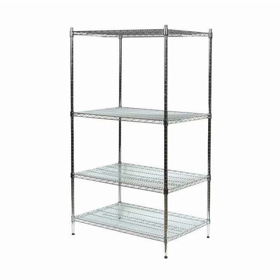 Wire Shelving Unit, 24"D x 36"W x 63"H, 4 Shelves, Chrome 1PGF3