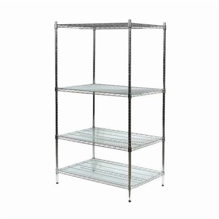 Wire Shelving Unit, 24"D x 48"W x 63"H, 4 Shelves, Chrome 1PGF5