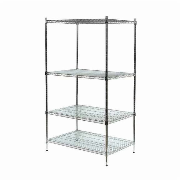 Wire Shelving Unit, 36"D x 72"W x 85"H, 4 Shelves, Silver 2KPG6