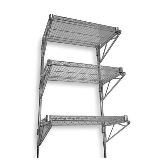Manufacturer Varies Steel Wire Wall Shelving, 18"D x 36"W x 54"H, Chrome 2HGF1