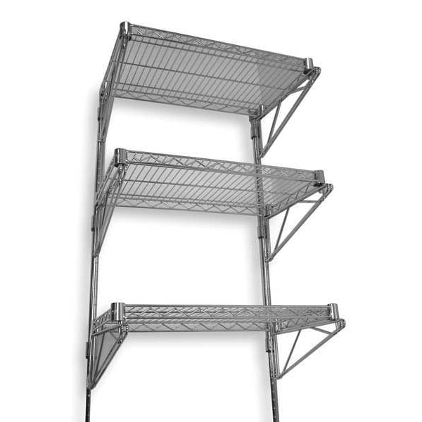 Adjustable Chrome Plated Steel 3-Shelf Wall Unit