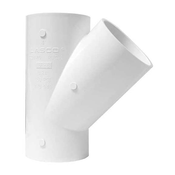 Manufacturer Varies PVC Wye, Socket x Socket, 4 in Pipe Size 475040
