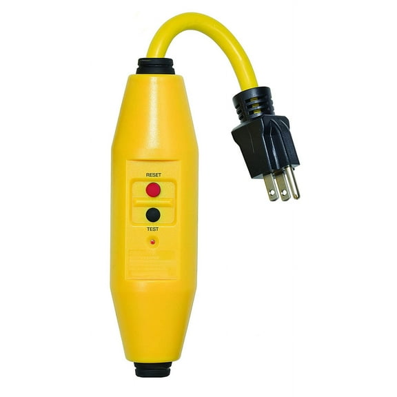 Manufacturing 30438023 Heavy Duty Grade 15 AMP Auto-Reset Inline User Attachable GFCI Plug, SJTW Cord Guage Acceptance 16/3, 14/3, 12/3, Yellow