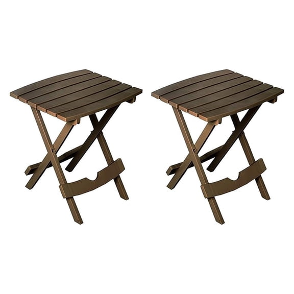 Manufacturing 8500-60-4702 Plastic Quik-Fold Side Table 2 Pack, Earth Brown