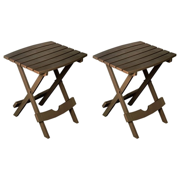 Manufacturing 8500-60-4702 Plastic Quik-Fold Side Table 2 Pack, Earth Brown