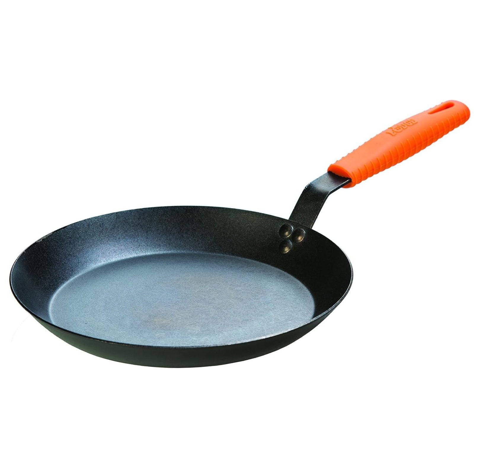 12" Black Carbon Steel Skillet with Orange Silicone Handle