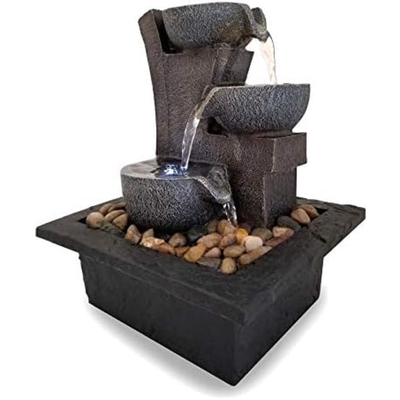 Manufacturing, Inc., Aura Meditation Fountain with 3 Tiered LED Waterfall, Pack of 1, 03801$$Home Decor, Kitchen, & Other