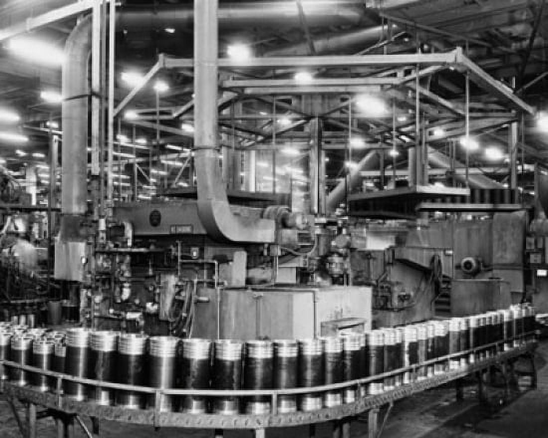 Manufacturing cylinders for tractor engines in a factory Canvas Art - (24 x 36)