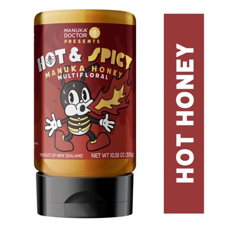 Manuka Doctor Hot Honey, 100% Pure New Zealand Manuka Honey Infused with Chili Peppers, 10.58 oz