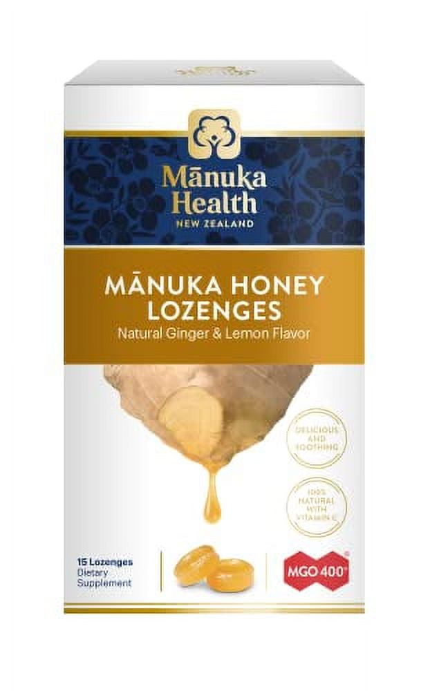 Manuka Health MGO 400+ Manuka Honey Lozenges with Lemon & Ginger, 15 Count, 2 Pack