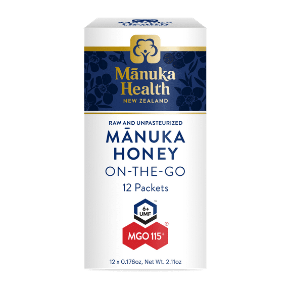 Manuka Health UMF 6+/MGO 115+ Manuka Honey On-The-Go Packets, 12 Count