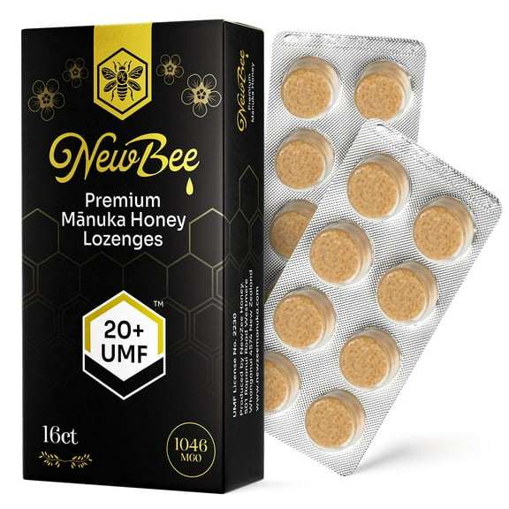Manuka Honey Lozenges, 16 GGA1 Count Made W/UMF 20+, MGO 1046 New Zealand Manuka Honey, UMF Certified, Monofloral, Traceable from Hive to Hand