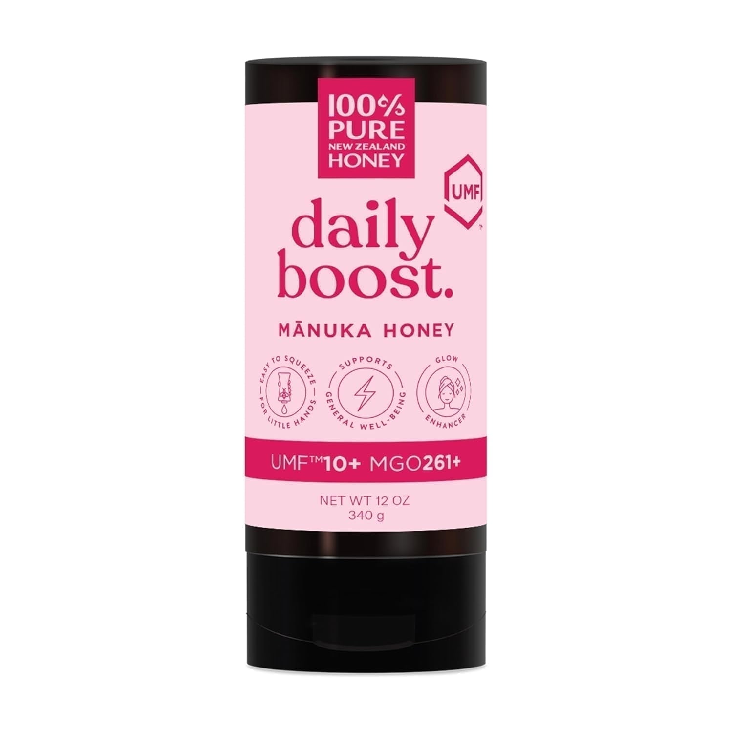 100% Pure New Zealand Honey | UMF 10+ MGO 261+ | Raw Squeezy Manuka Honey | Gluten Free | 12 oz