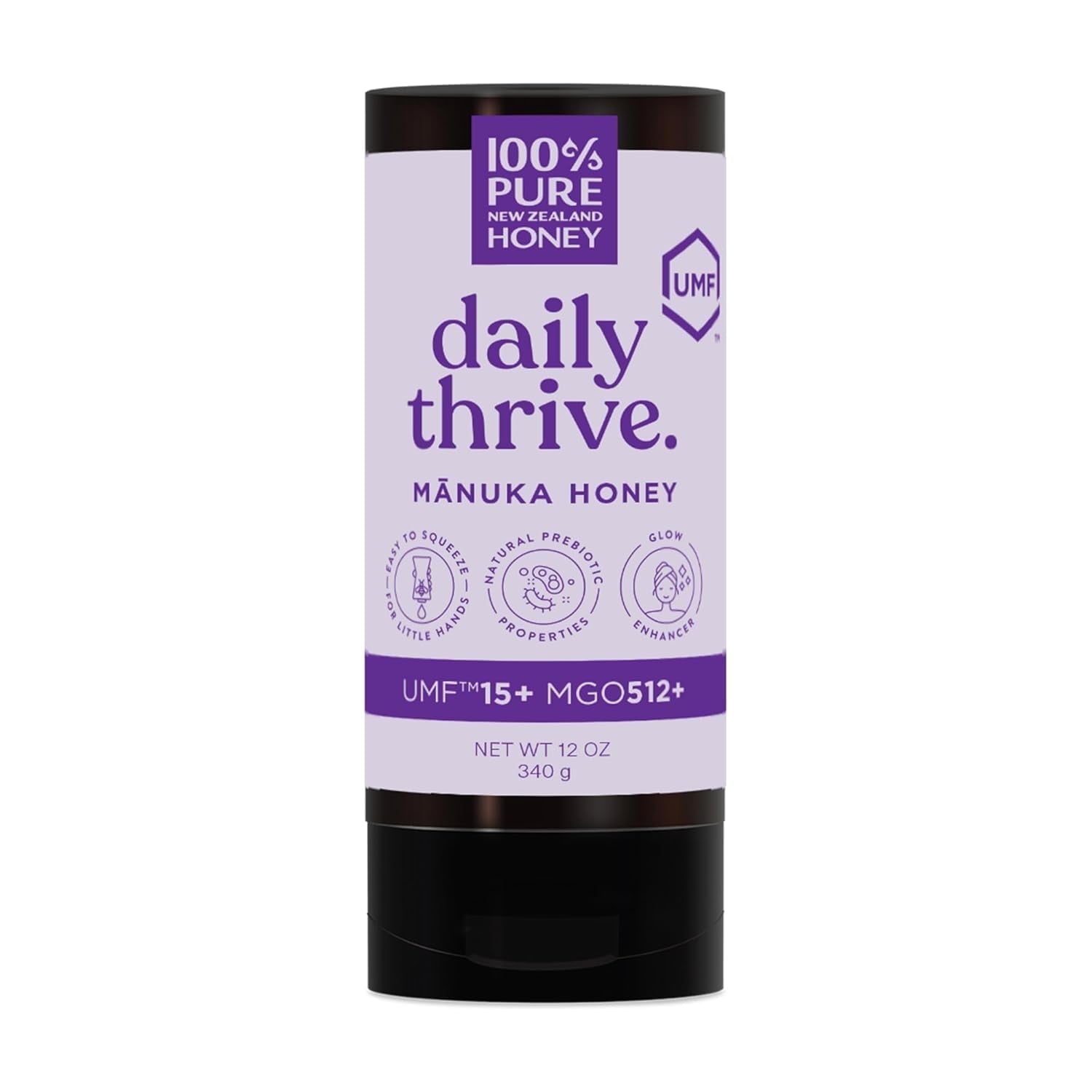 100% Pure New Zealand Honey UMF 15+ MGO 512+ Squeezy Honey Raw | Gluten Free 12 oz