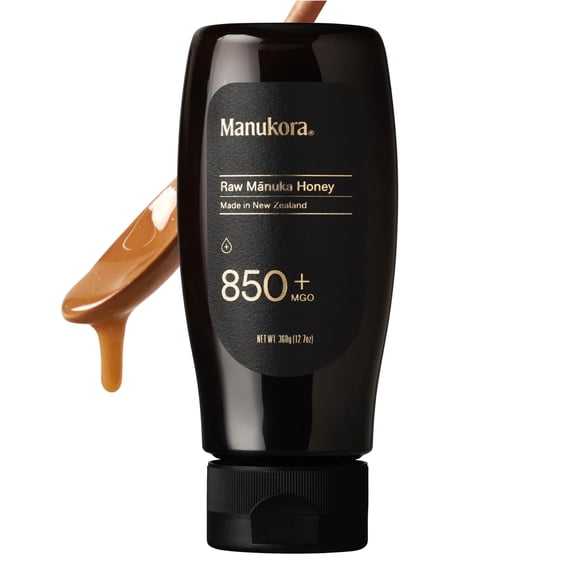 Manukora Raw Manuka New GGA1 Zealand Honey MGO Tested, Glyphosate Residue Free Certified, 2000+ Natural Compounds, Traceable Hive-to-Hand, Digestive & Immune Support - 360g, Squeezy Bottle